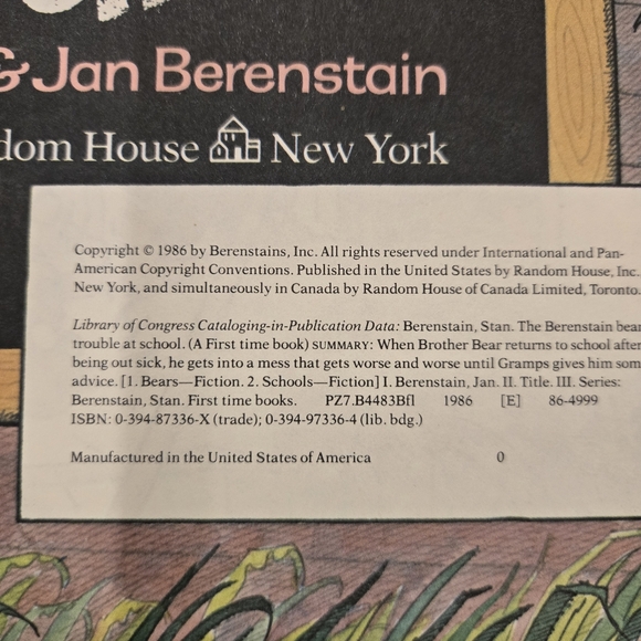 3/$15 Vintage 80s Berenstain Bears & Trouble at School Paperback Childrens Book - Picture 4 of 10